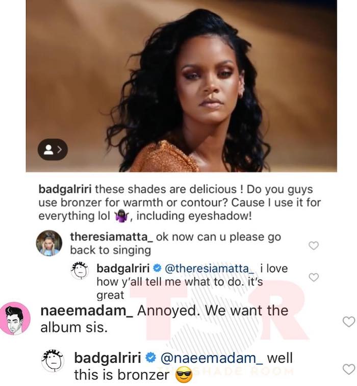 Rihanna chat message