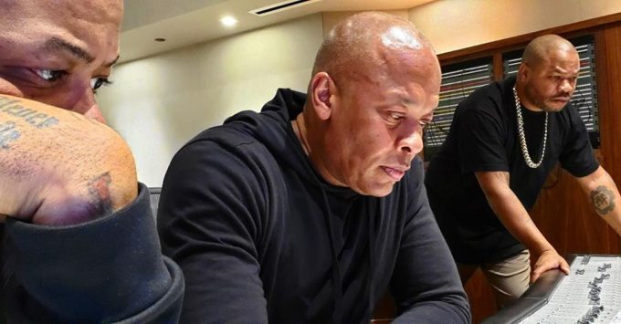 Dr. Dre Is Embodying with Kanye West and Xzibit In Studio
