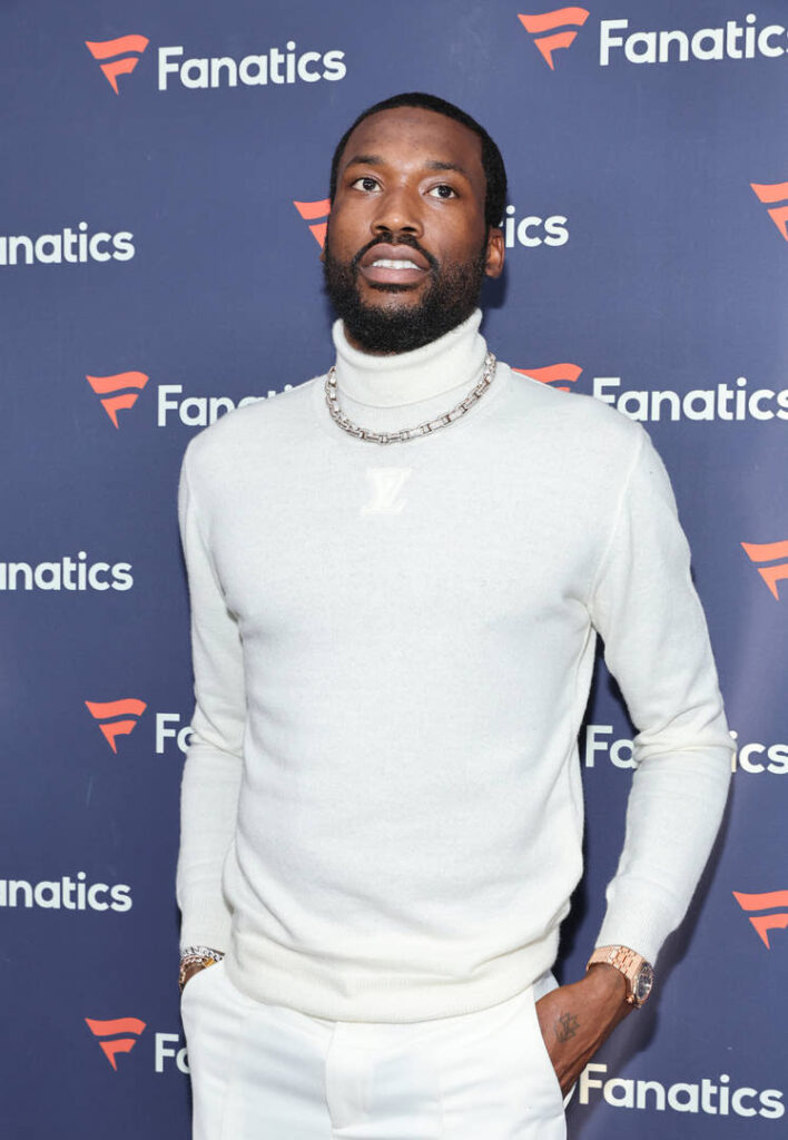 Meek Mill on white outfit 