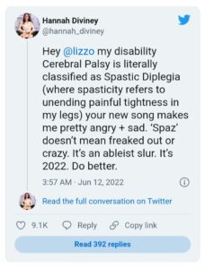 Fan tweet about Lizzo Grrrls song