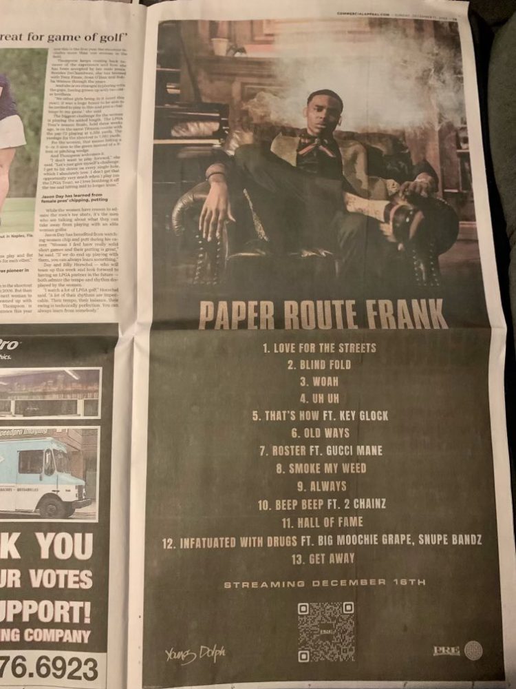 Young Dolph Paper Route Frank Paper tracklist

Songs 