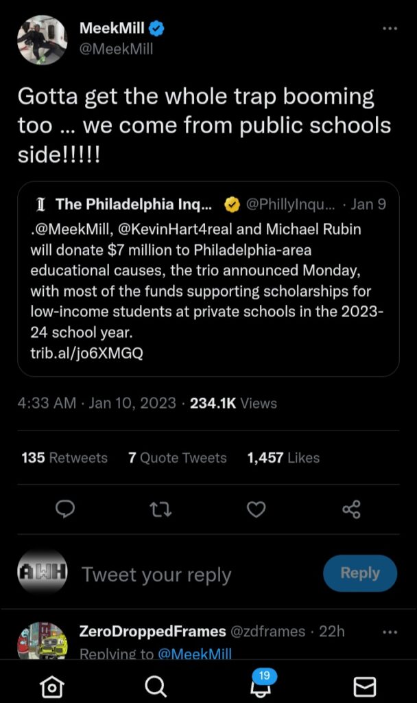 Meek Mill, Kevin Hart and Michael Rubin donation to school 